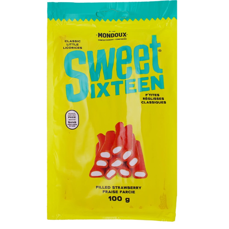 Sweet Sixteen Strawberry Filled Licorice – 100g