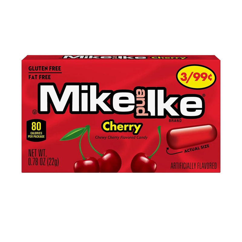 Mike and Ike Cherry Candy Mini Packs: 24-Piece Box