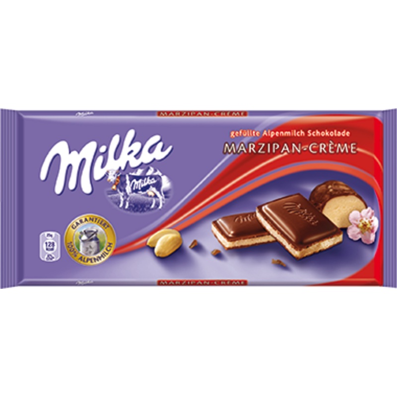 Milka Milk Chocolate with Marzipan Cream Filling, 100g