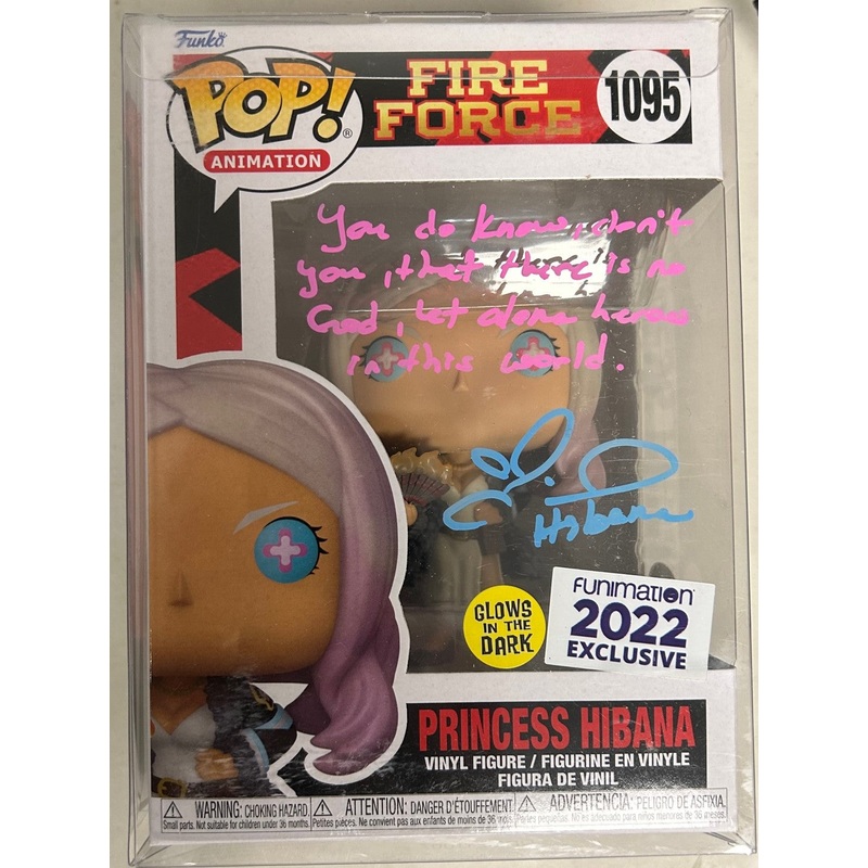 AUTOGRAPHED by Colleen Clinkenbeard – Funko Pop! Animation: Fire Force – Princess Hibana (Glows in the Dark) (2022 Funimation Exclusive) (JSA Cert) #1095