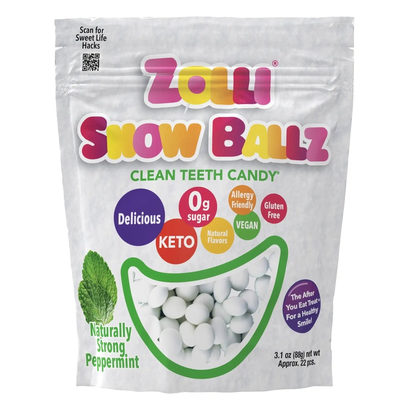 Zolli Sugar Free Mints Snow Ballz Peppermint 3.1oz Pouch