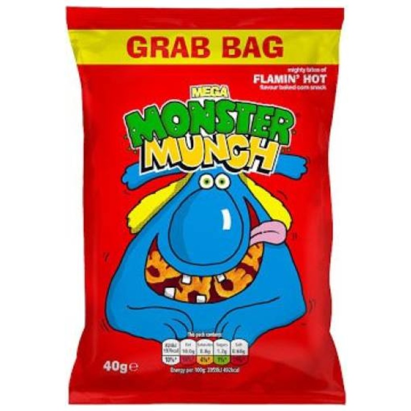 Walkers Monster Munch Flamin’ Hot Snacks 40g Best Before (10/05/25)