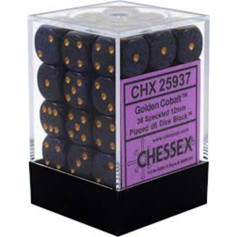 Speckled Golden Cobalt 12mm D6 Dice Block (36 Dice)