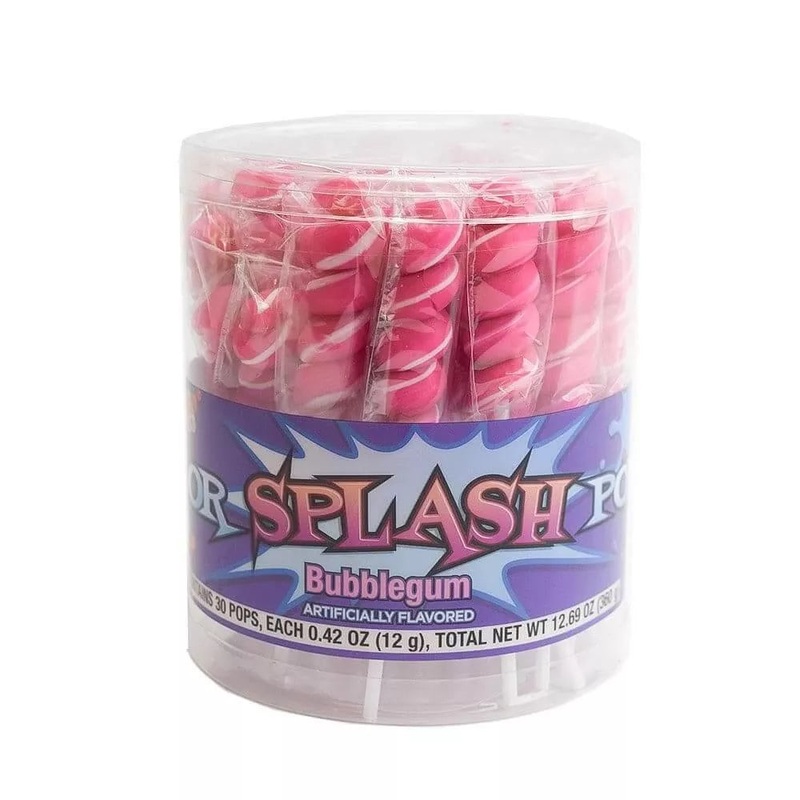 Alberts Color Splash Lollipops Hot Pink Bubble Gum 30ct