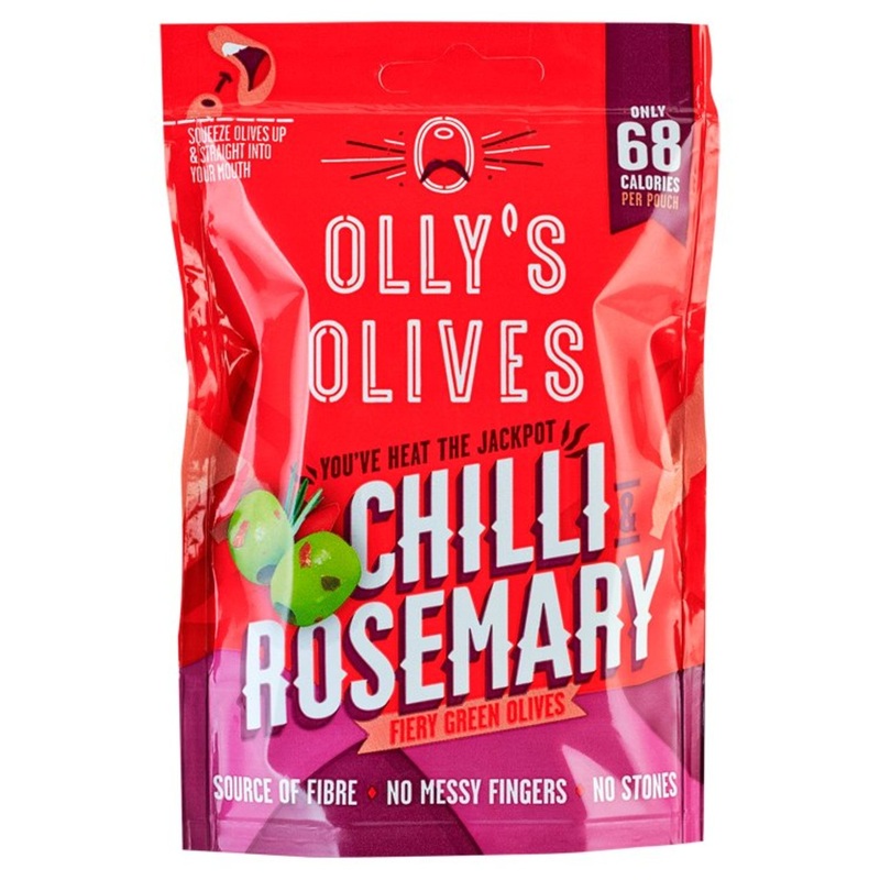Olly’s Olives Chilli & Rosemary Green Halkidiki Olives The Bandit 50g