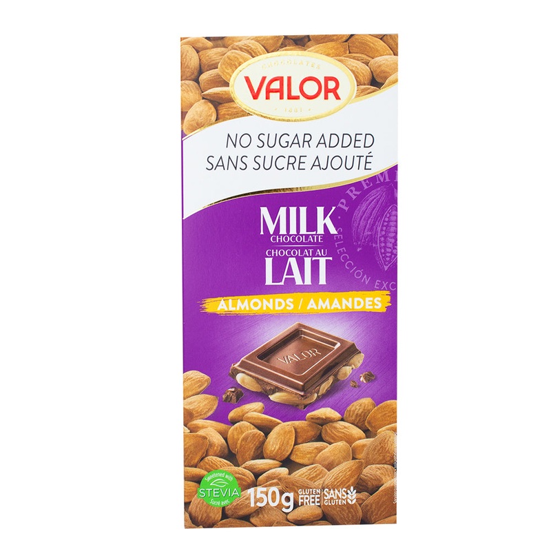 Valor Milk Chocolate with Almonds Sugar Free – 150 g