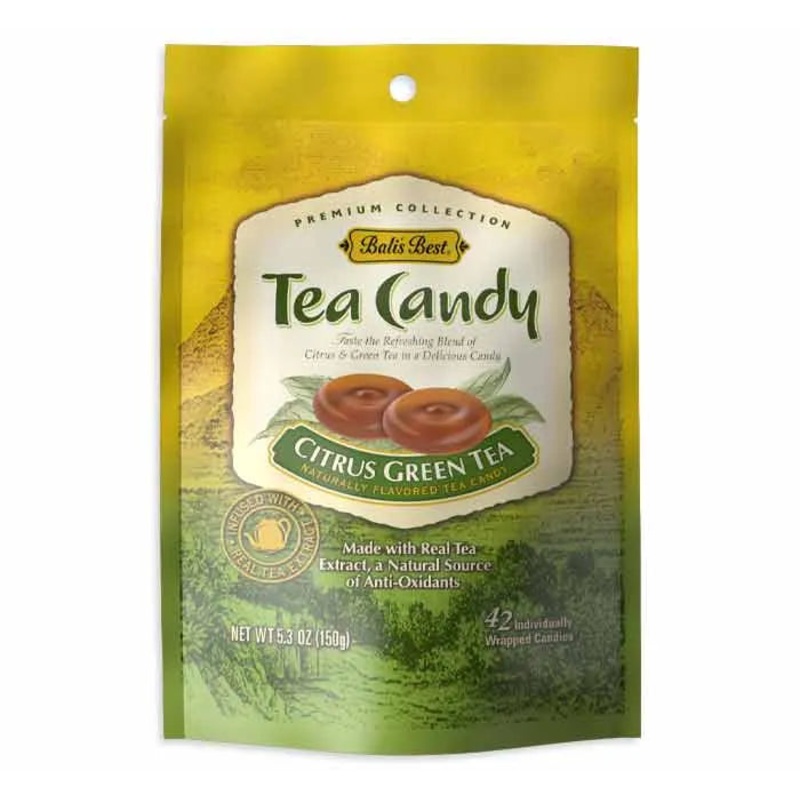 Bali’s Best Citrus Green Tea Hard Candy Peg Bags: 12-Piece Case