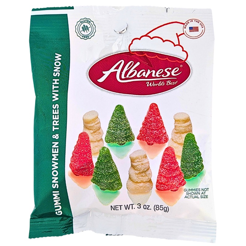 Albanese Christmas Gummi Snowmen & Trees with Snow – 3oz