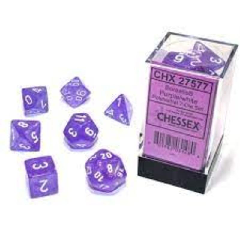 Borealis Purple/White 7-Dice Set