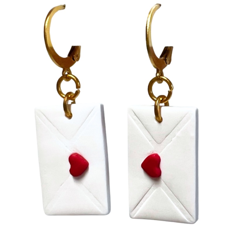 Heart Envelope Clay Dangle Earrings