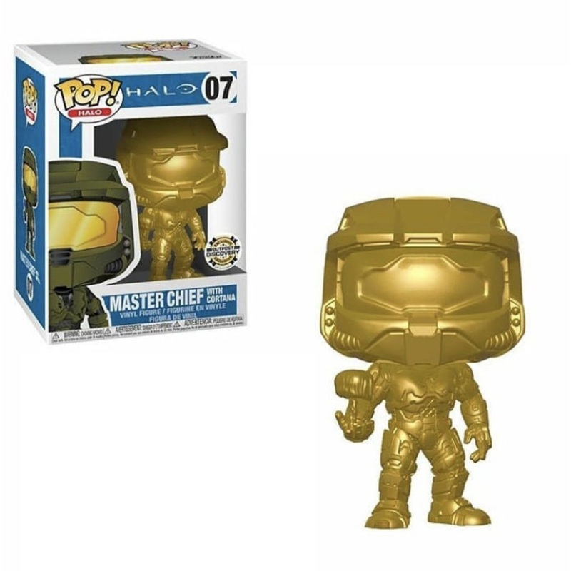 (AUTOGRAPHED by Steve Downs)(JSA Cert #AD87379) Funko Pop Halo: Halo – Master Chief with Cortana (Gold – Outpost Discovery Exclusive) #07
