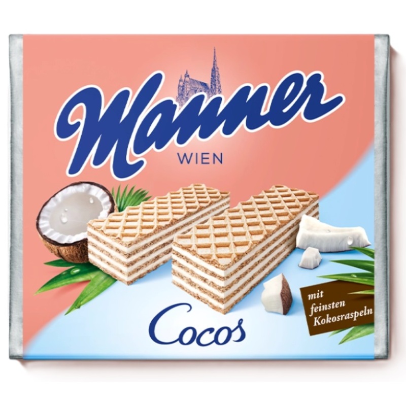 Coconut Cream Filled Wafers, Cocos (Manner) 75g
