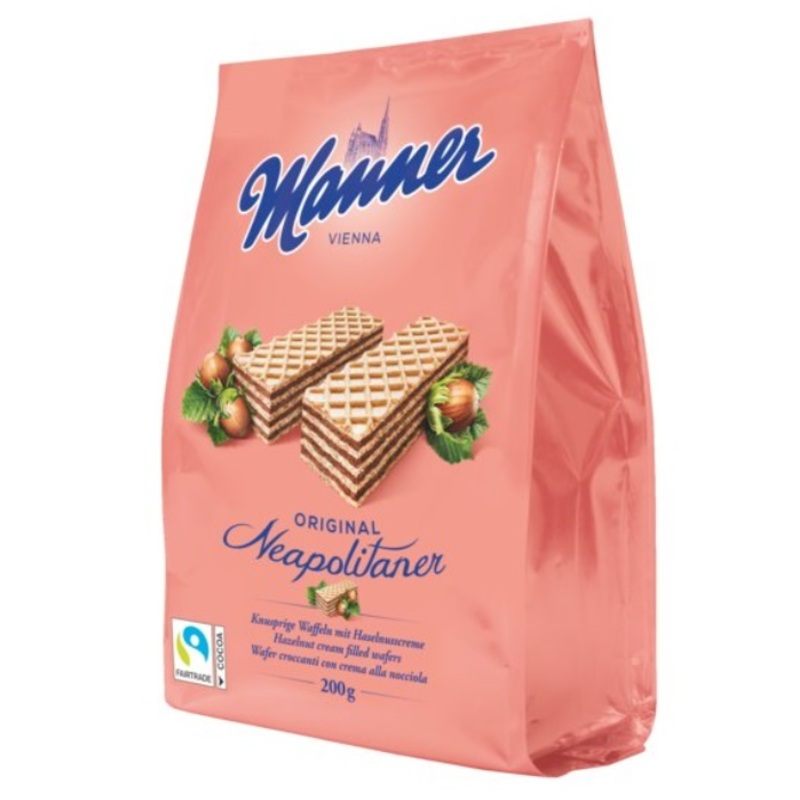 Hazelnut Cream Filled Wafers, Neapolitaner (Manner) 200g bag