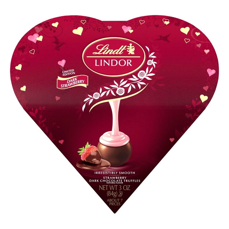 Valentine Lindor Truffles Dark Strawberry 3oz Heart