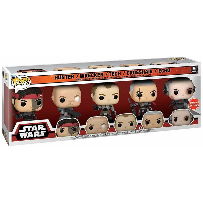 (DAMAGED BOX) Funko Pop! Hunter/Wrecker/Tech/Crosshair/Echo 5 Pack (Gamestop Exclusive)