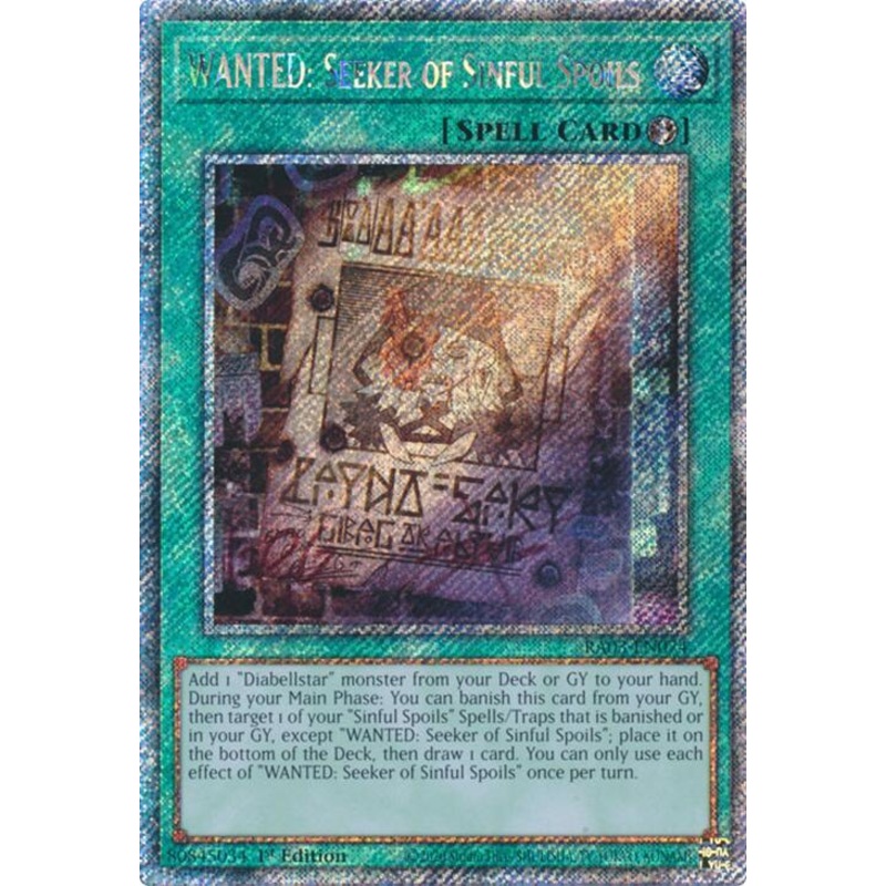 WANTED: Seeker of Sinful Spoils (Platinum Secret Rare) – Quarter Century Bonanza RA03-EN074