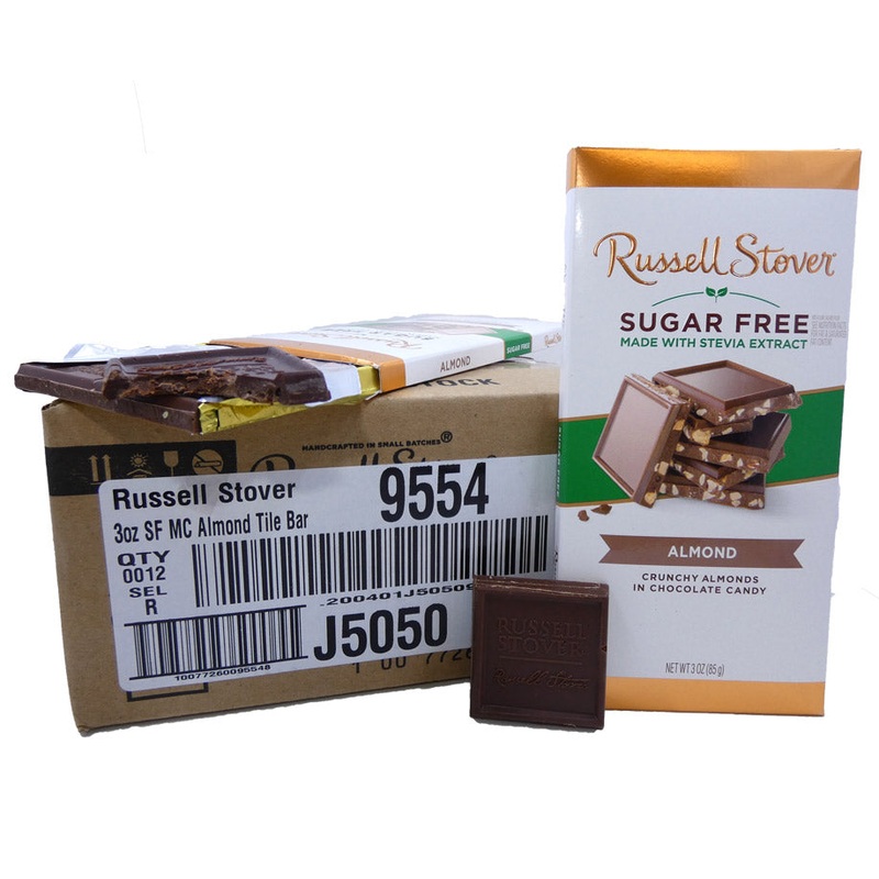 DISCONTINUED ITEM – Russell Stover Sugar Free Chocolate Almond 3oz Bar or 12 Count Box 3oz Bar