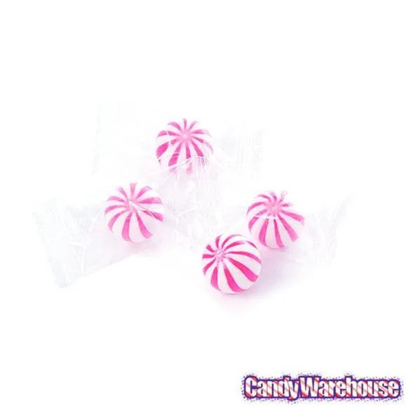 YumJunkie Sassy Spheres Strawberry Pink Striped Candy Balls – Petite: 5LB Bag