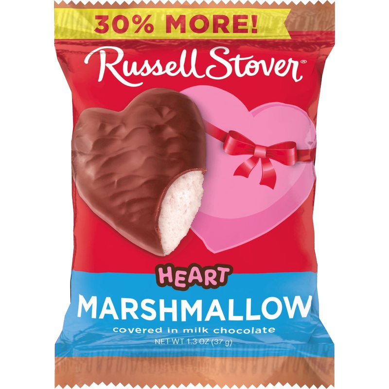 Valentine Russell Stover 1.3oz Heart Chocolate Marshmallow 1.3oz Heart