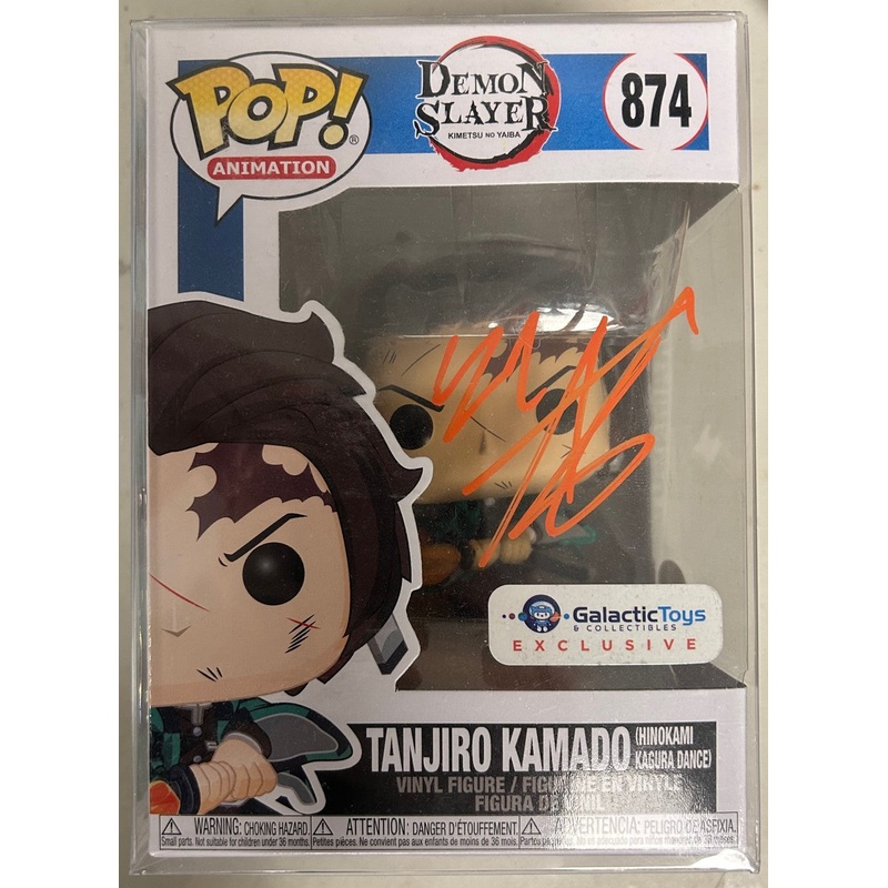 AUTOGRAPHED by Zach Aguilar – Funko Pop! Animation: Demon Slayer – Tanjiro Kamado (Hinokami Kagura Dance) (Galactic Toys) (JSA Cert) #874