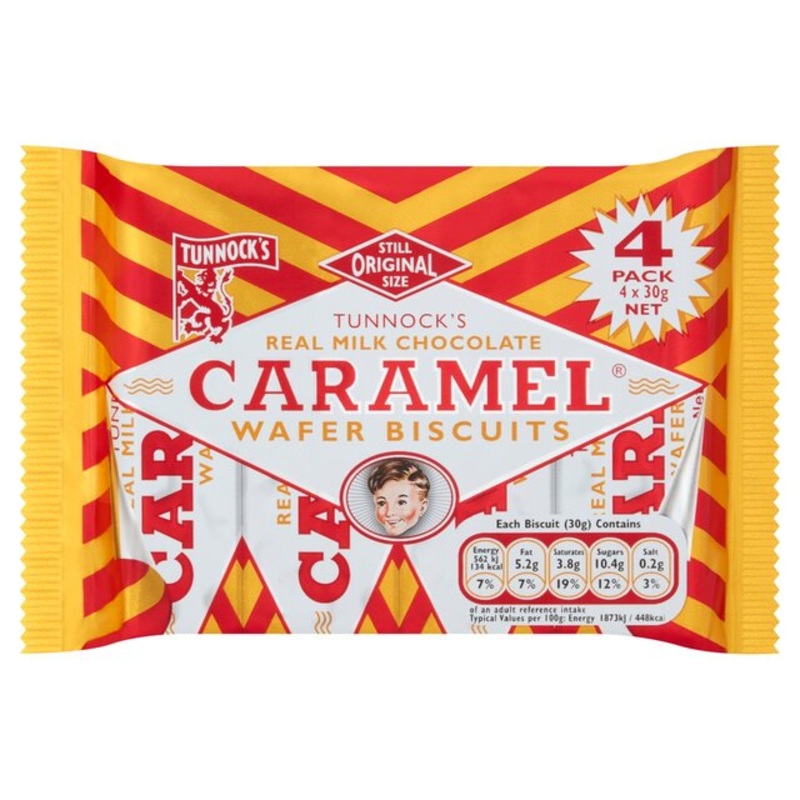 Tunnock’s Milk Chocolate Caramel Wafers 4 per pack