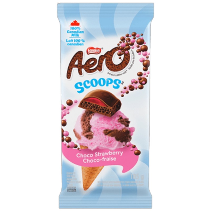 Aero Scoops Choco Strawberry Chocolate Block (Canada) – 3.70oz (105g)