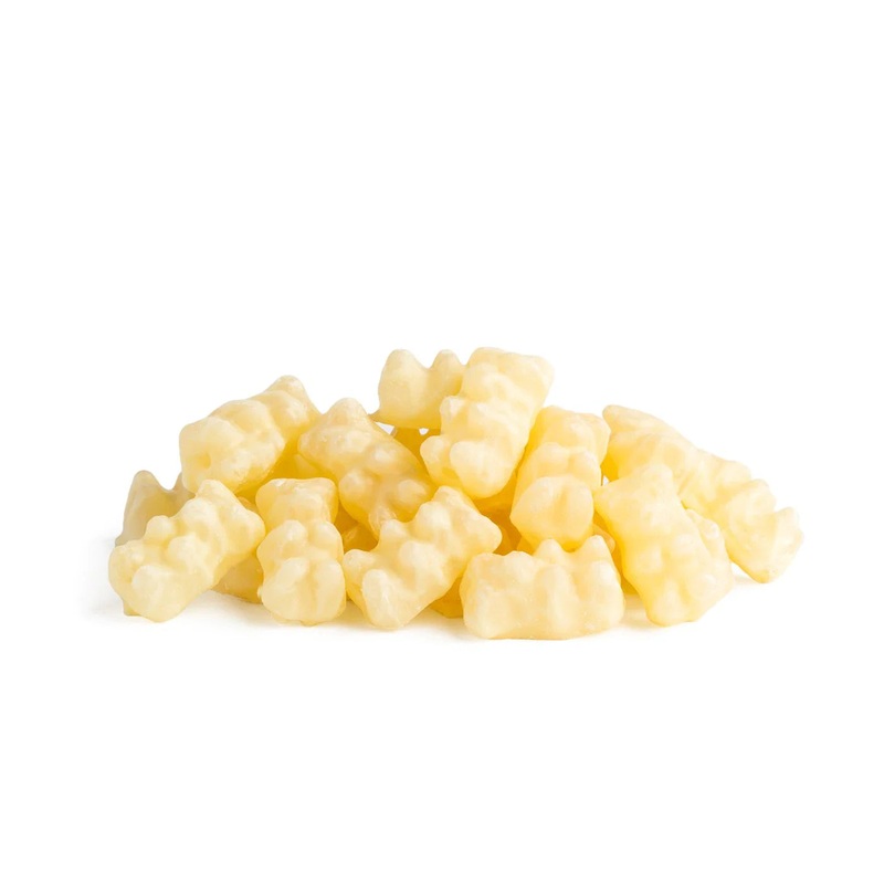 WHITE CHOCOLATE COVERED GUMMI BEARS 7.5 OZ Tub
