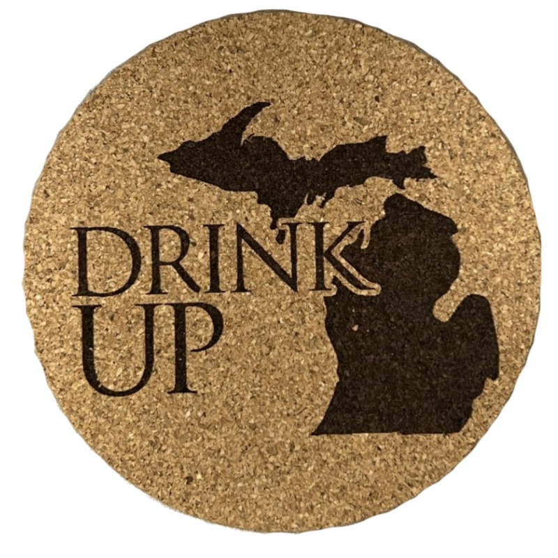 Drink Up Michigan Cork Coaster