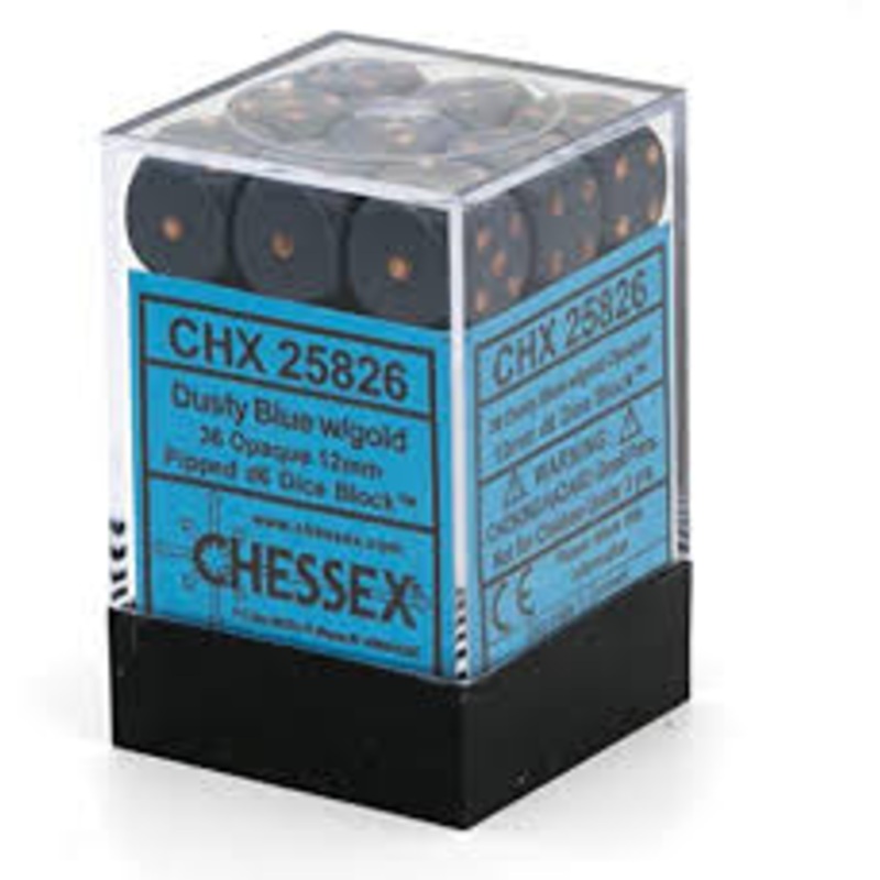 Opaque Dusty Blue/Copper 12mm D6 Die Set (36 Dice)