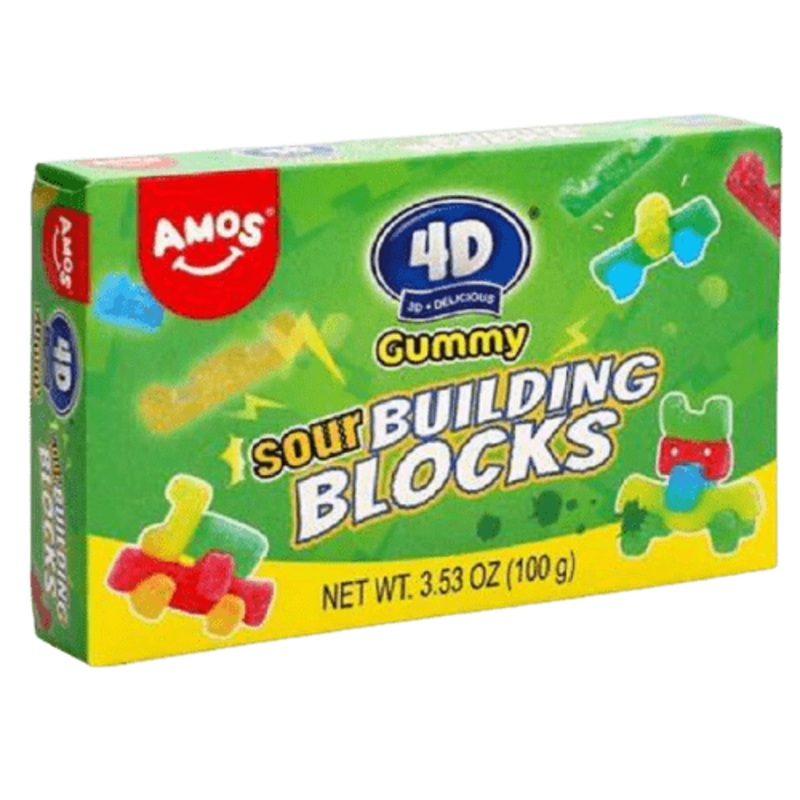 4D Amos Sour Candy Gummy Blocks 100g