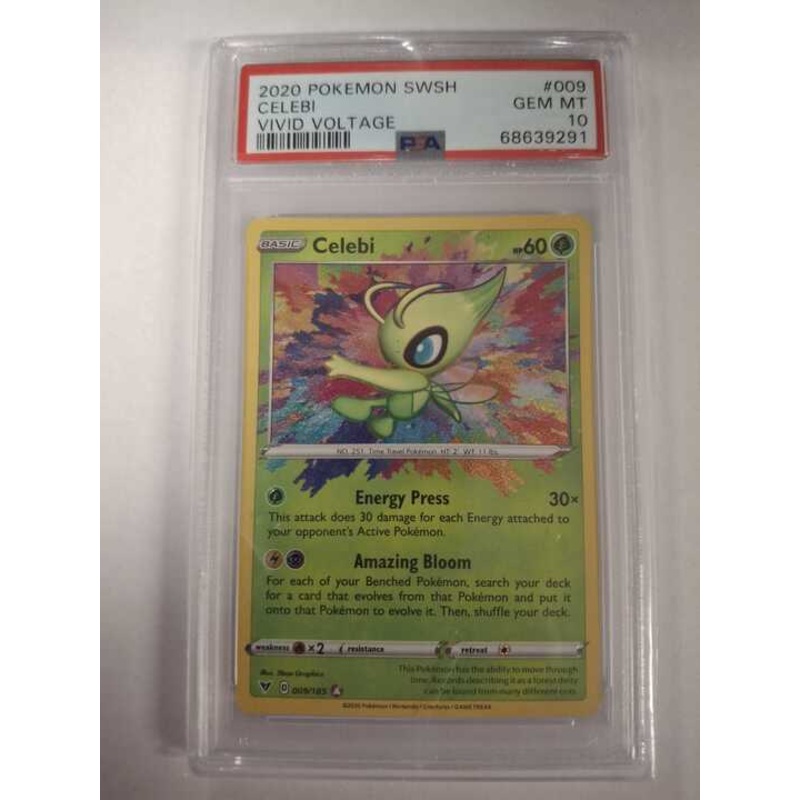 Celebi SWSH04: Vivid Voltage Amazing Rare# 009/185 (Graded PSA 10)