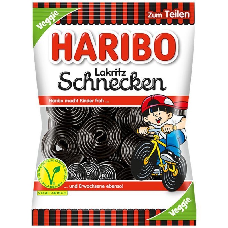 German Haribo Lakritz Schnecken (Black Licorice Wheels)  Veggie
