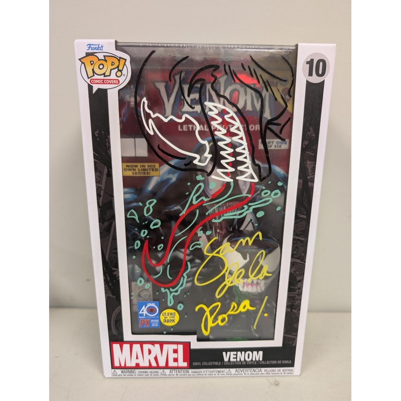 AUTOGRAPHED/ARTWORK by Sam De La Rosa w/COA Funko Pop Heroes: Comic Cover – Venom (Glow) #10 (COA is inside box)
