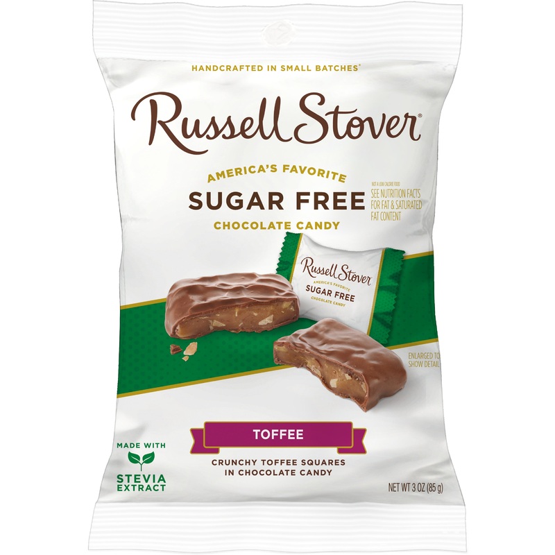 Russell Stover Sugar Free Chocolate Toffee Squares 3oz bag