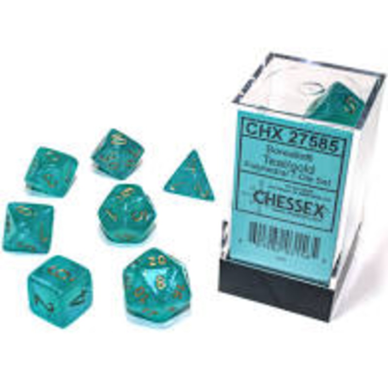 Borealis Teal/Gold 7-Dice Set