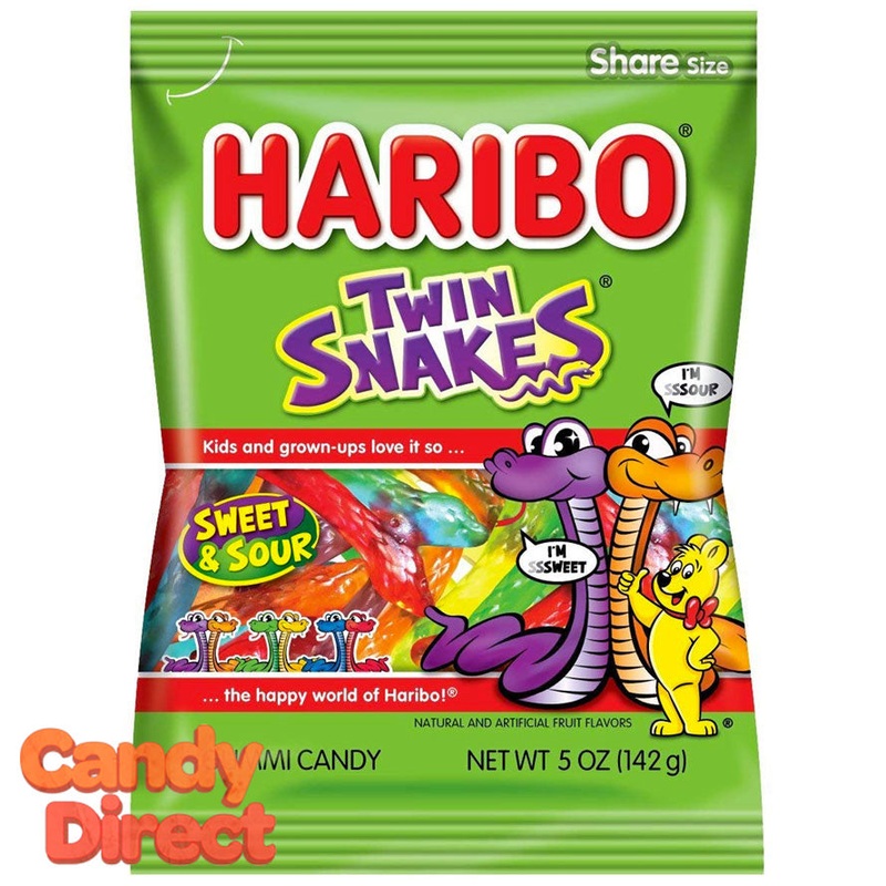 Twin Snakes Haribo Gummi Candy 5oz Bag – 12ct