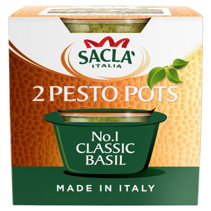 Sacla’ Classic Basil Pesto Pots 2 x 45g