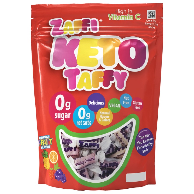 Zolli Zaffi Sugar Free KETO Taffy Assorted Fruit (3 Sizes) 5 oz.