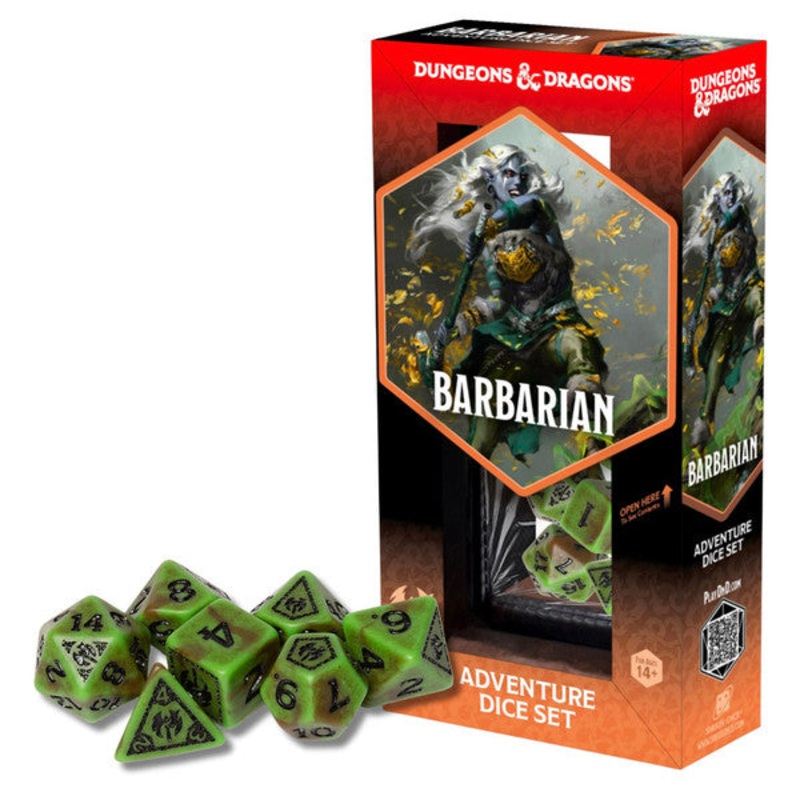 Sirius Dice D&D Adventure Dice Set: Barbarian (Green & Brown)