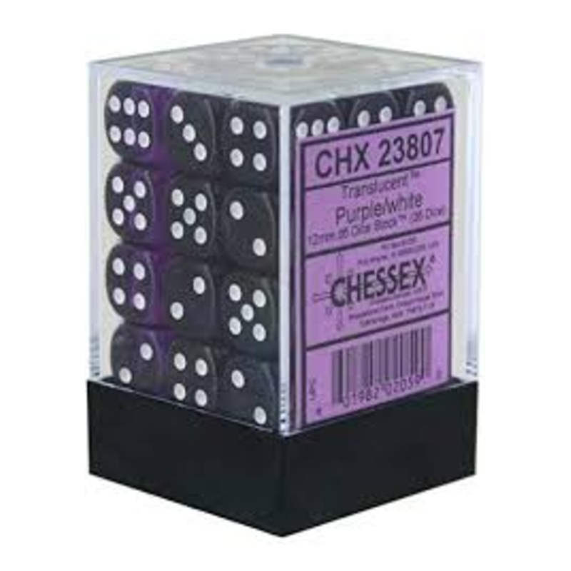 Translucent 12mm Dice Block Purple/white (36 Dice)