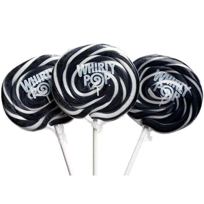 Whirly Pop 1.5-Ounce Swirl Suckers – Black: 24-Piece Display