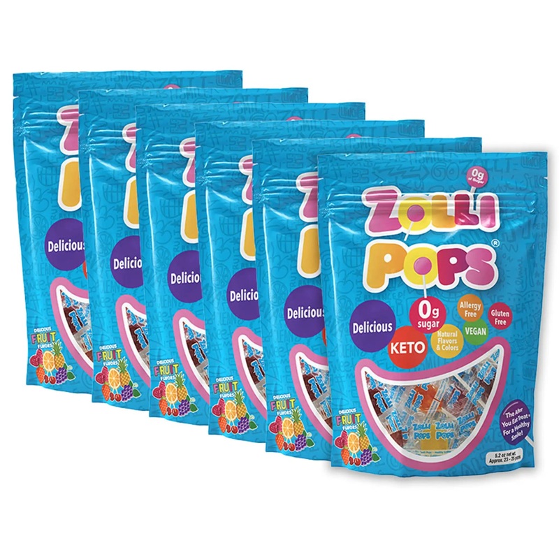 Zollipops Original Clean Teeth Sugar Free Lollipops Assorted Fruit Flavors – 6 pack Family Size 6-pack (5.2oz)