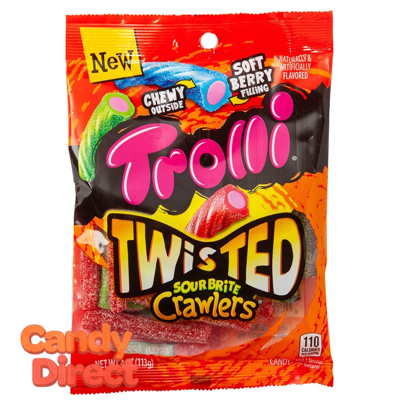 Trolli Twisted Crawlers Sour Brite 4oz Peg Bag – 12ct