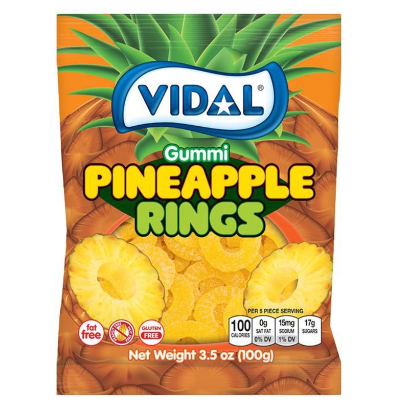 Vidal Gummi Pineapple Rings  3.5oz Bag