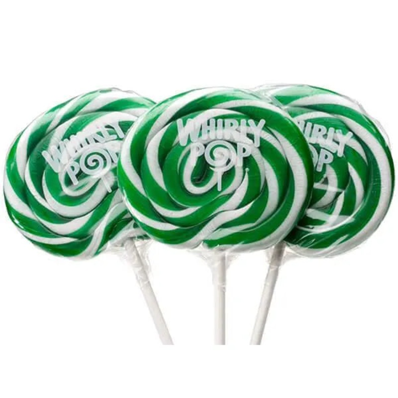 Whirly Pop 1.5-Ounce Swirl Suckers – Green: 24-Piece Display