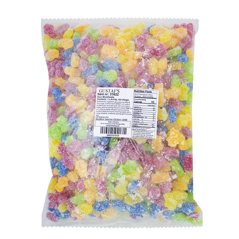 Gustaf’s Blockheads Bulk Assorted Sour (Small) – 2kg – 1 Bag