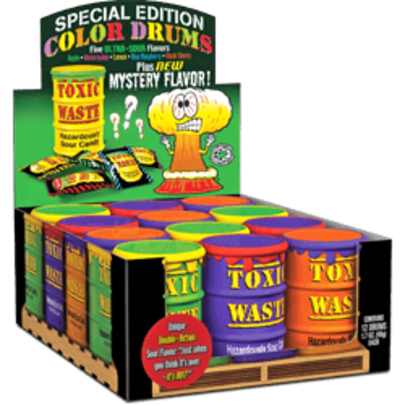 Toxic Waste Special Edition Color Drums Assorted Super Sour Candy 1.7 Oz 12ct