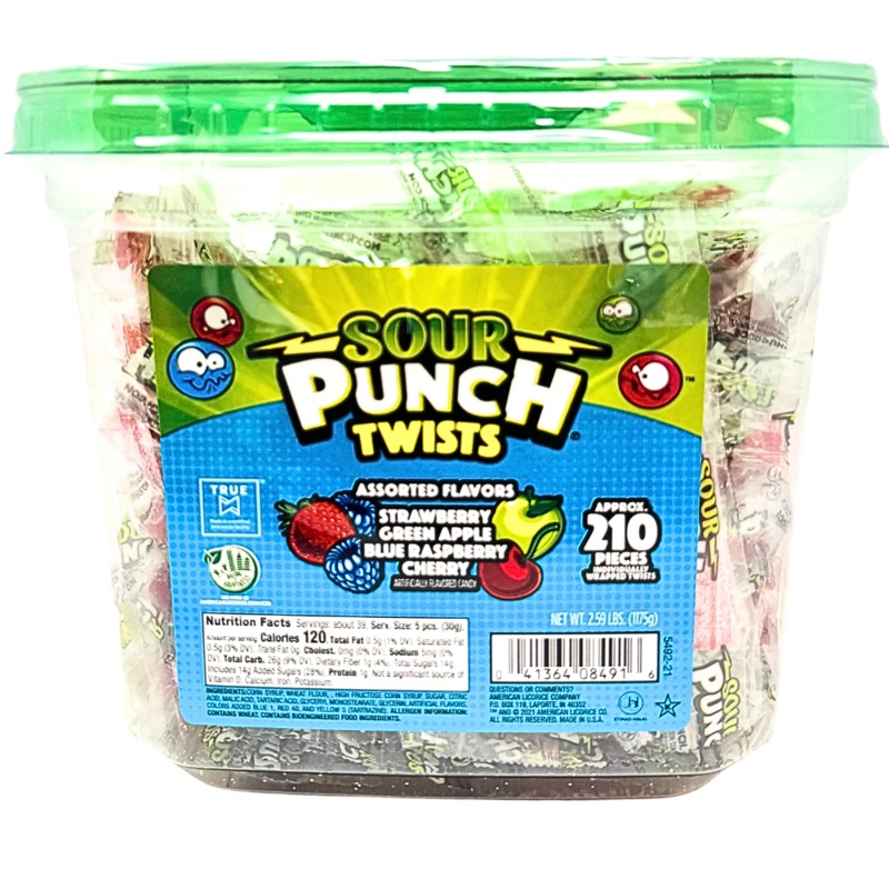 Sour Punch Assorted Licorice Twists 210 Pieces – 2.59lbs