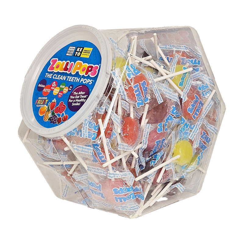Zollipops Original Clean Teeth Sugar Free Candy Assorted Large Hex Shape Jar 29 oz. 1