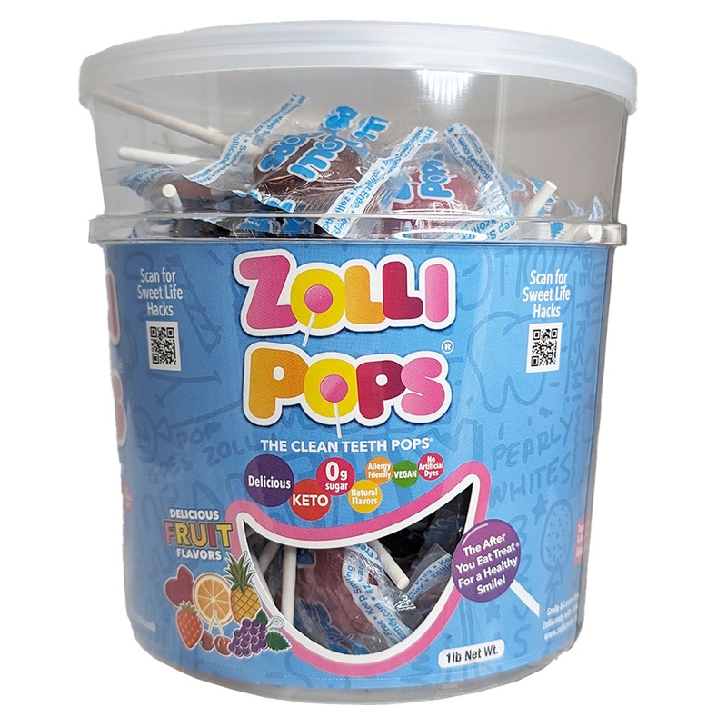 Zollipops Sugar Free Lollipops Assorted Fruit Flavors 1-lb Tub